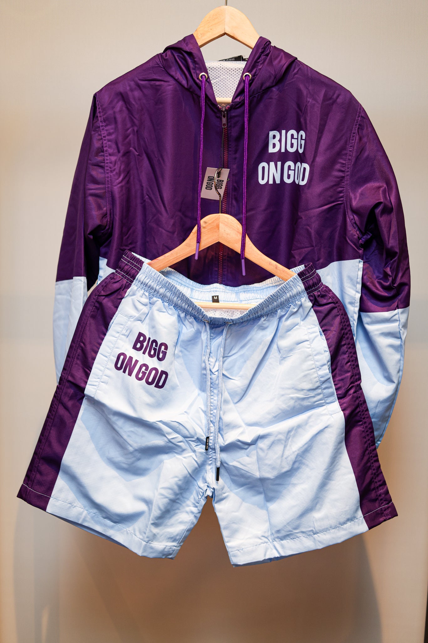 BIGG ON GOD Windbreaker Jacket & Short Set